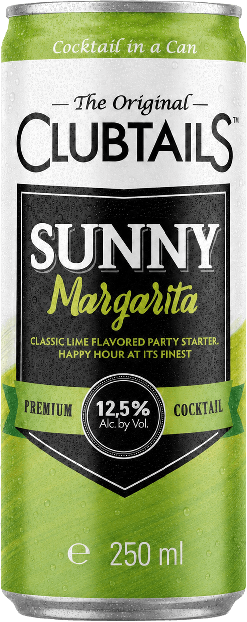 Clubtails Sunny Margarita 250 ml ready-to-drink cocktail can with 12.5% ABV.